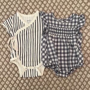 Pehr Organic Striped and Checkered Bodysuit/Onesie Set